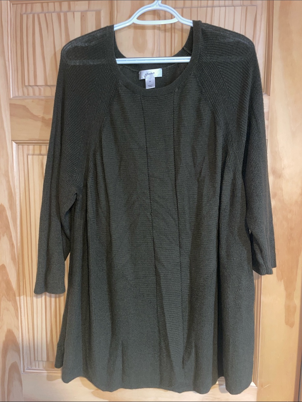 Ava & Viv Olive Knit Long-Sleeve Swing Dress